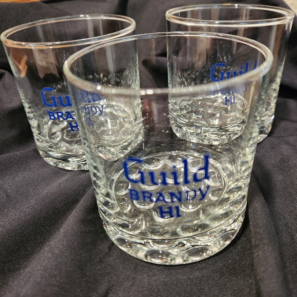 SET OF 3 GUILD BRANDY HI GLASSES BUBBLE BOTTOM